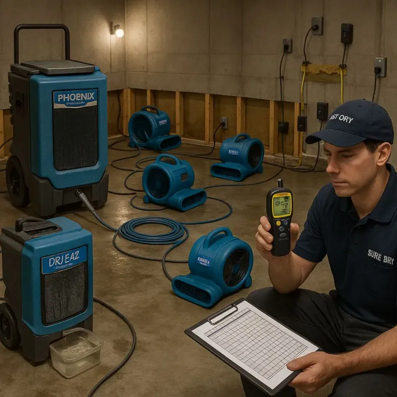 Structural Drying and Dehumidification process in Blackstone, VA